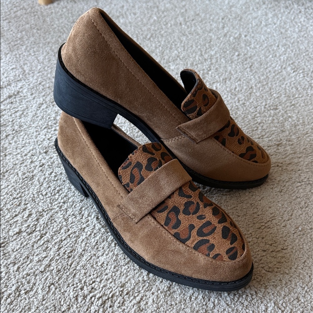 Leopard Print Brown Loafers